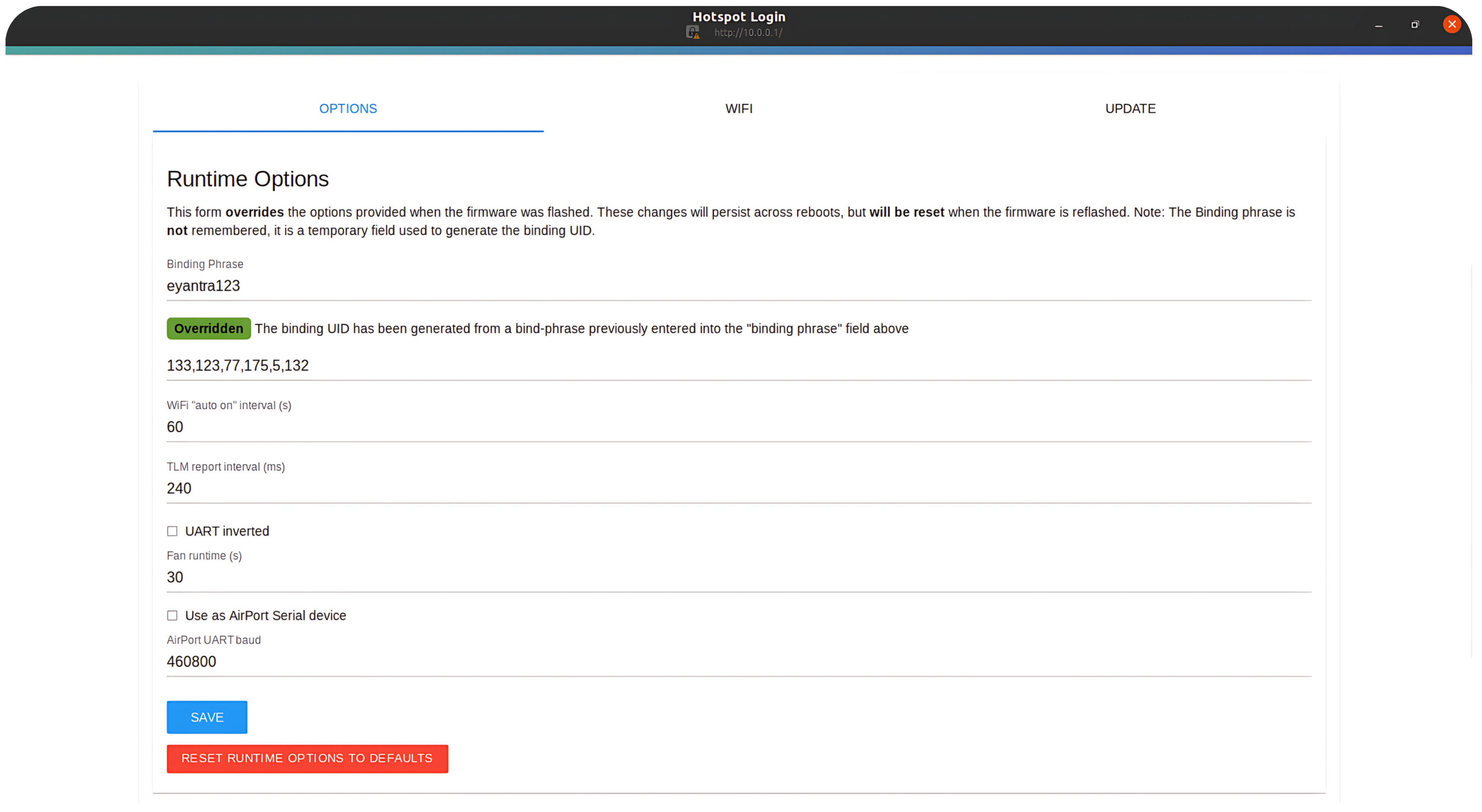TX-RX Binding Settings